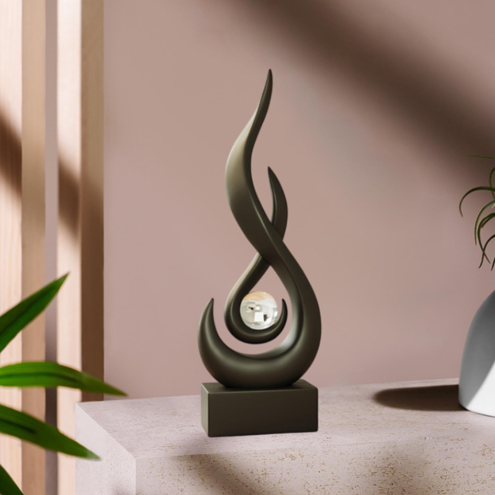 Escultura de Fuego, Estatua Moderna de Resina con Forma de Llama, Detalles Refinados Y Apariencia Artística, Ideal para Oficina, Sala de EST, Negro, Individual