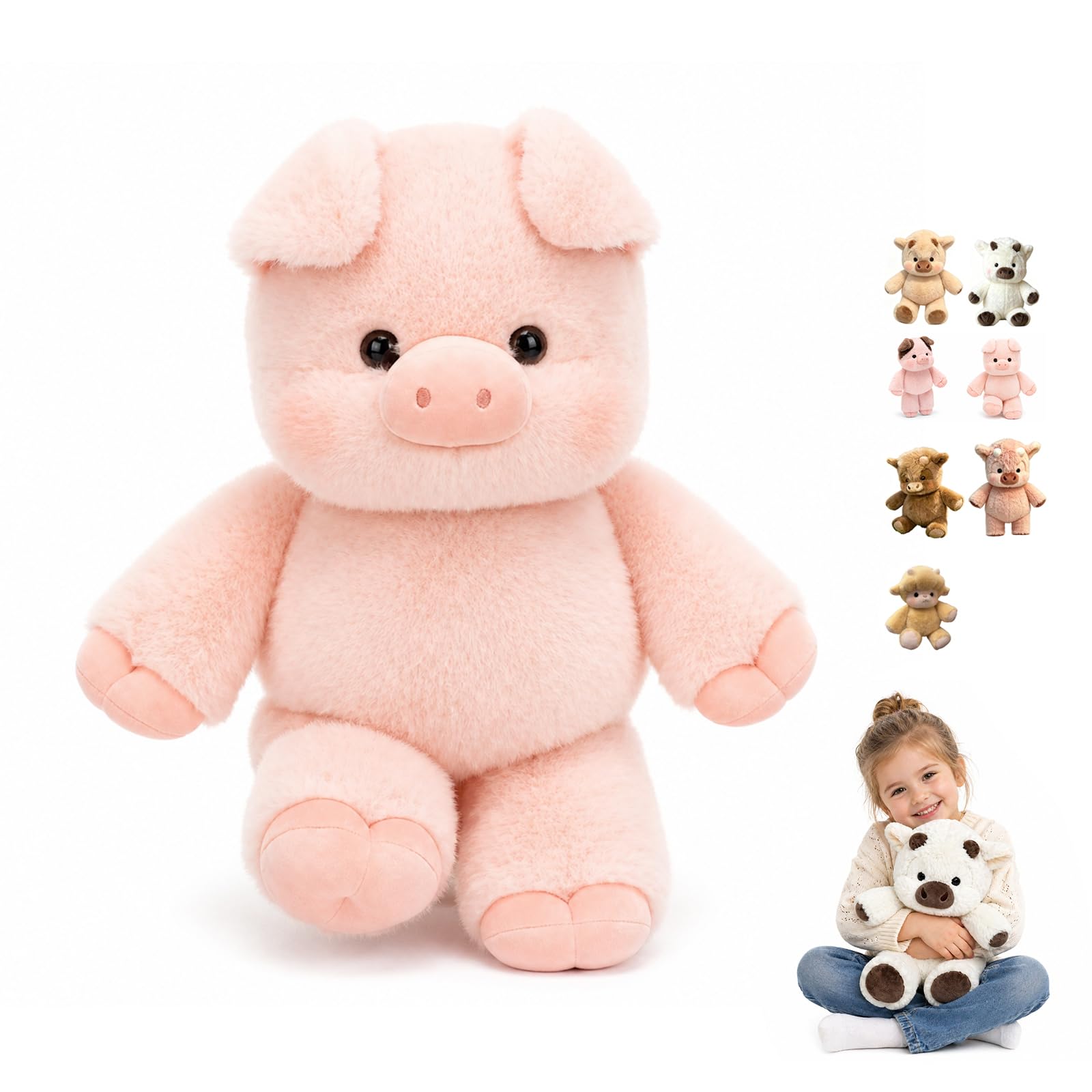 Generico Peluche Mucca Che Corre – Mucca Peluche Che corre, 45/60cm, Adorabile Peluches Cinghiale Morbido e Confortevole, Perfetto per Decorazioni Casa e Regalo Festivo (Maiale A,45cm)