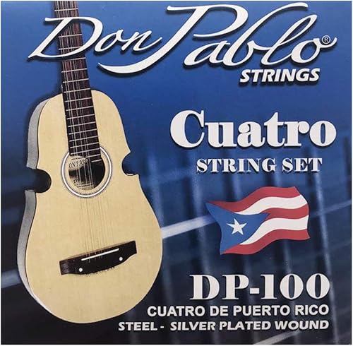 Juego de cuerdas Don Pablo, Cuatro de Puerto Rico, Acero, Herida plateada (10 cuerdas)