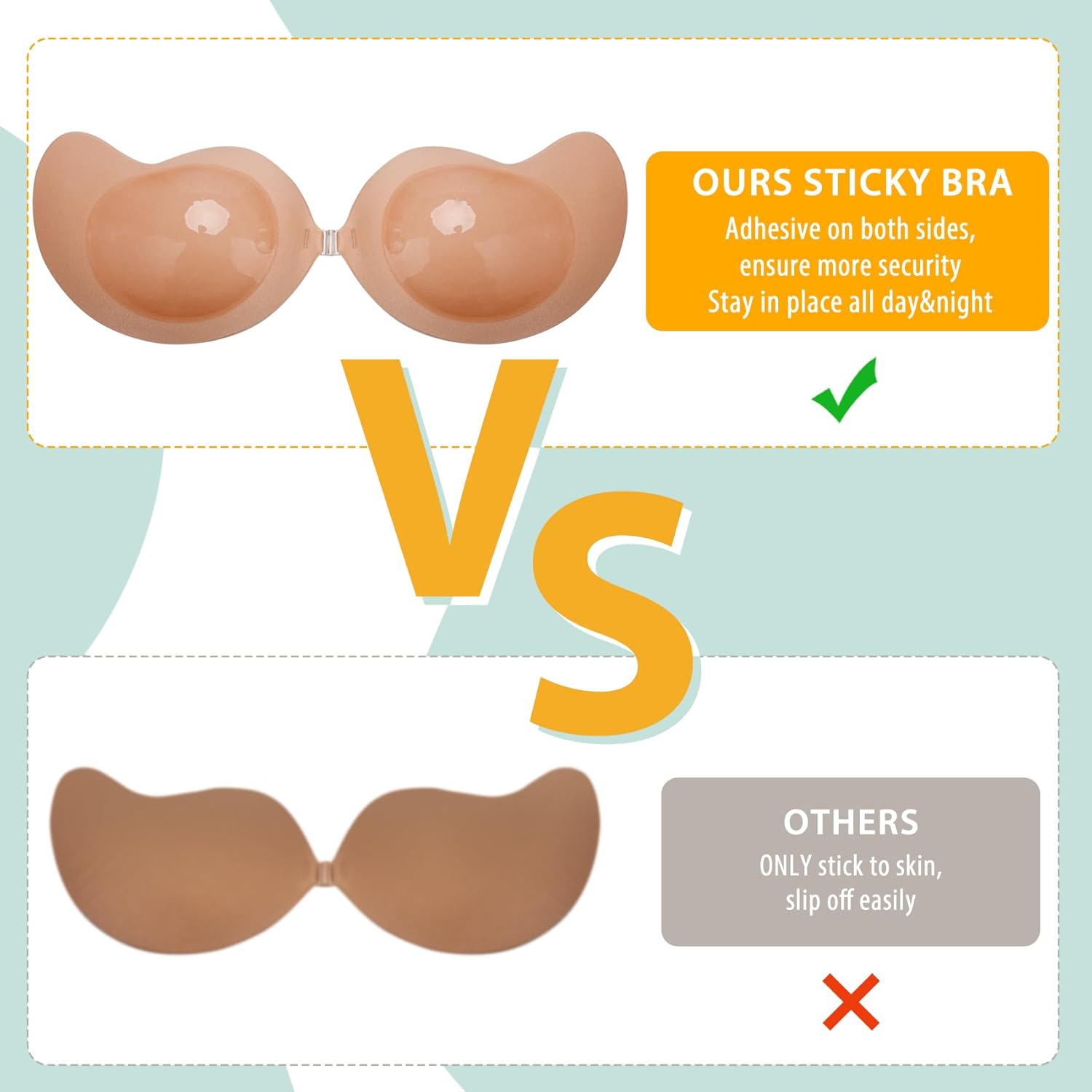 Double Sided Sticky Bra - Adhesive Bra Push up Sticks on Both Sides, Strapless Invisible Bra for Backless Dress Tops - Image 5