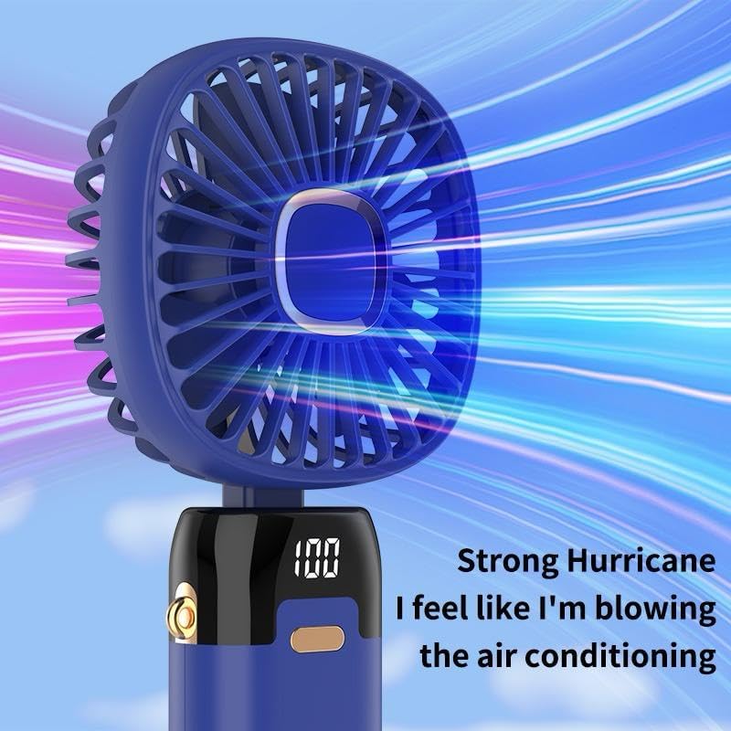 SYSVENT The Future Portable Handheld Fans – Foldable Personal Hand Fan for Women, Design, 4 Adjustable Speeds (Dark Blue) 1
