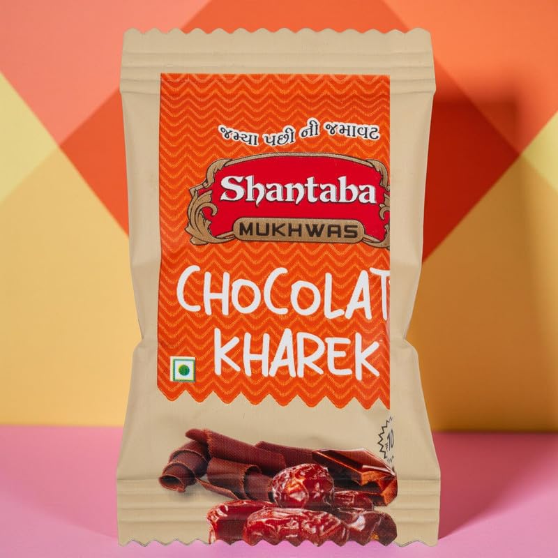 Image of SHANTABA MUKHWAS Chocolate Kharek Chocolate Covered Dry Dates Stuffed with Almonds, Paan & Gulkand | Sweet & Nutty Energy Snack with Cardamom, Saunf & Caramel Flavor (Pack of 30 Pcs)