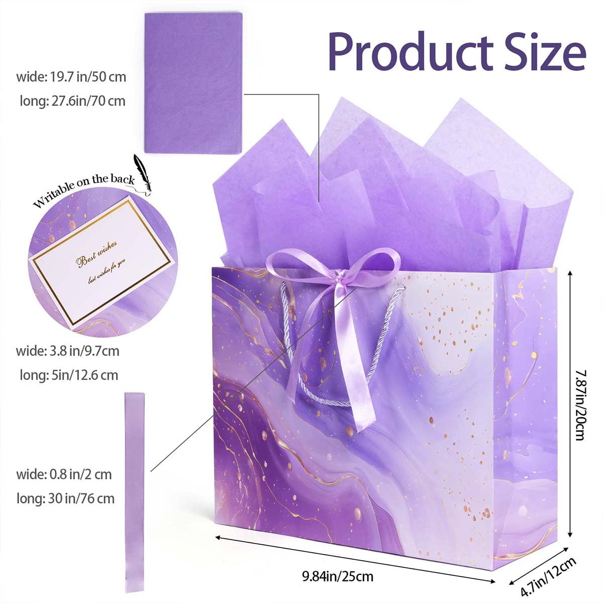 Gfractolux Sacchetti Regalo Medi: Confezione Da 2 Con Carta Velina E Biglietti, Pois, 28x20x8 Cm, Per Compleanni E Feste