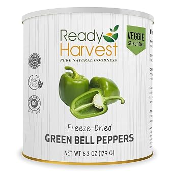 Ready Harvest Freeze Dried Food - Green Bell Pepper | Emergency Pantry Staples | Canned Vegetables | #10 Can | 25-Year Shelf Life | Cans Filled to the Top