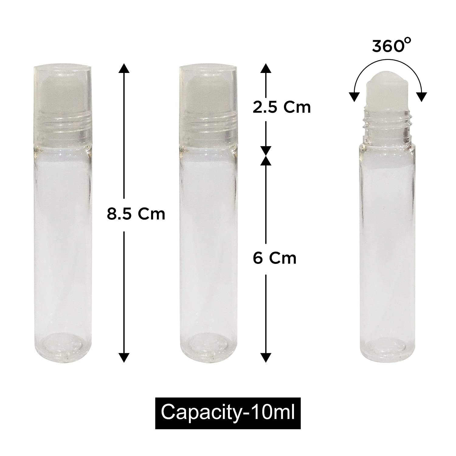 pmw - Roll On Bottles - Food Grade Plastic Bottles - Perfume Bottles - Empty - Reusable - Refillable - Reusable - Multi-Purpose - Pack Of 50