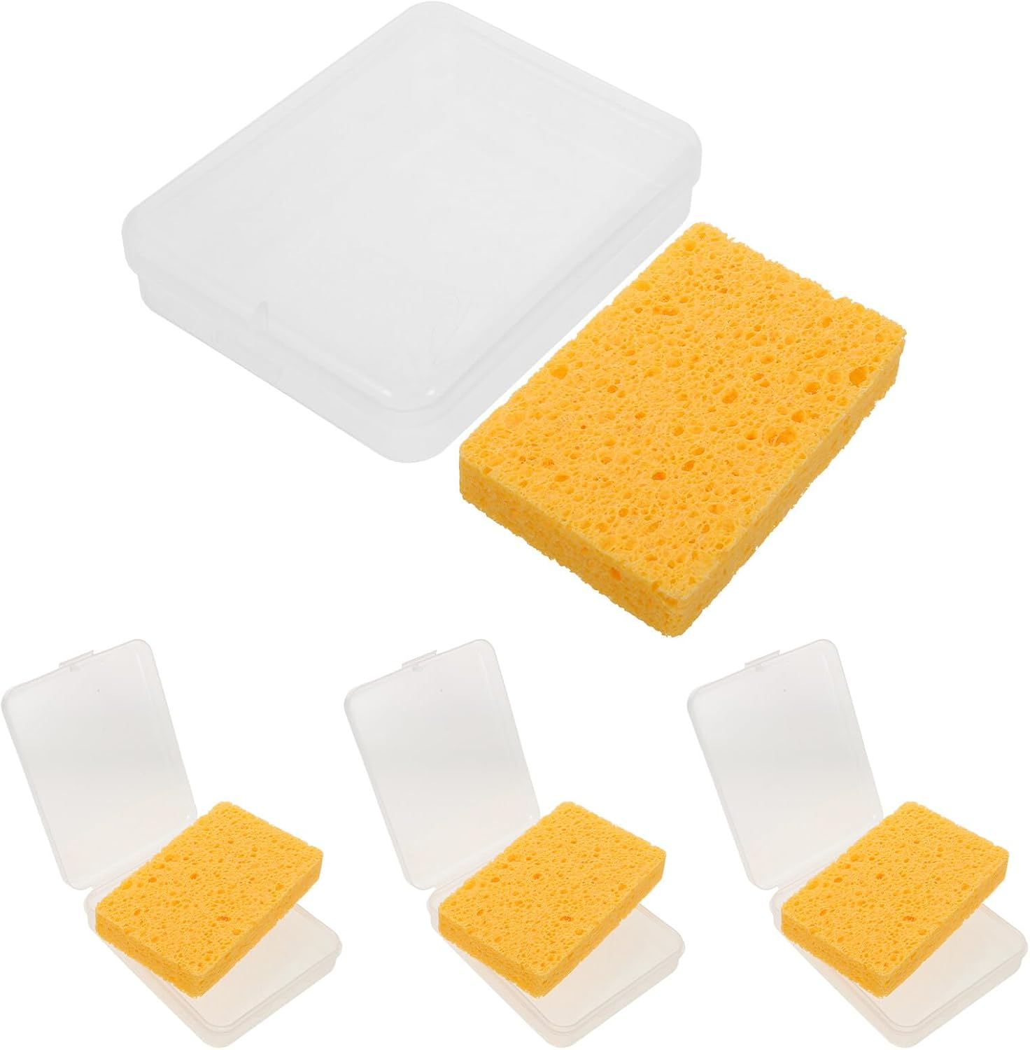 BESTonZON Watercolor Paint Sponge Set 4pcs with Storage Box Small Artist Sponges for Wall Texture Craft Painting and Drywall Repair for DIY Painting