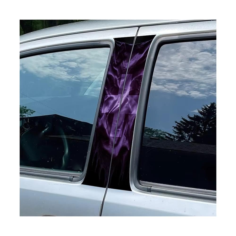 Bertdcx One Color Car Center Pillar Window Stickers Cross Glossy Protective Polyethylene Film Auto Parts
