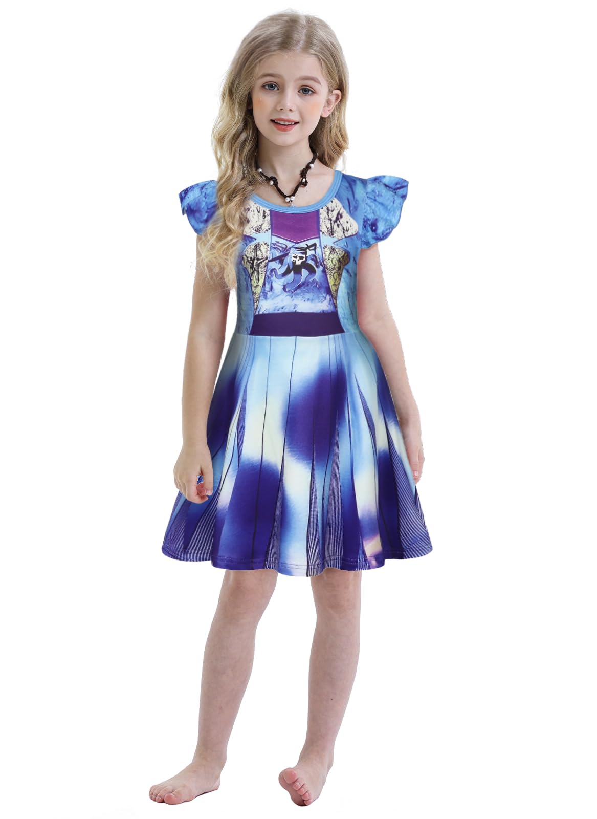 Berich Blue Costume Princess Dressing Up Halloween Christmas Cosplay Therm Party Outfit World Book Day Costumes for Girls Dress Up 2-3 Years(Blue,110) - Image 4