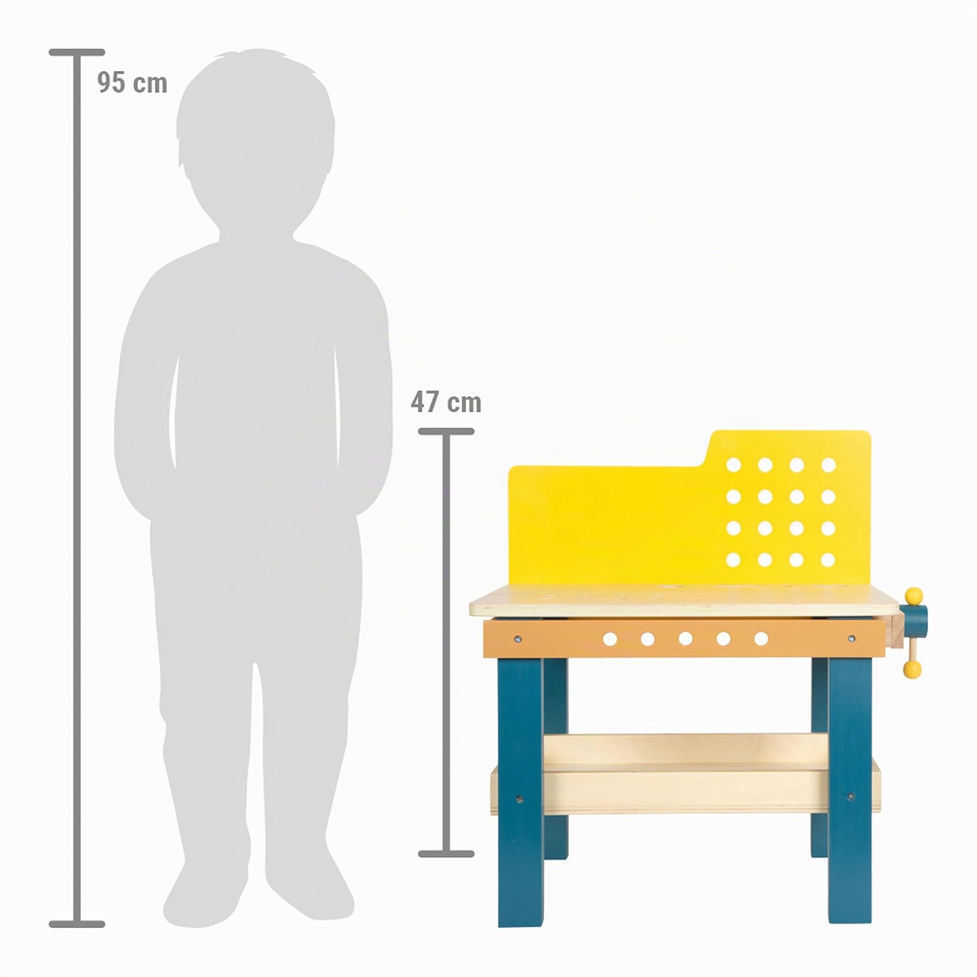 small foot Werkbank „Workshop“, inklusive 4 Werkzeugen und umfangreichem Zubehör aus Holz, für Kinder ab 3 Jahren, 12558