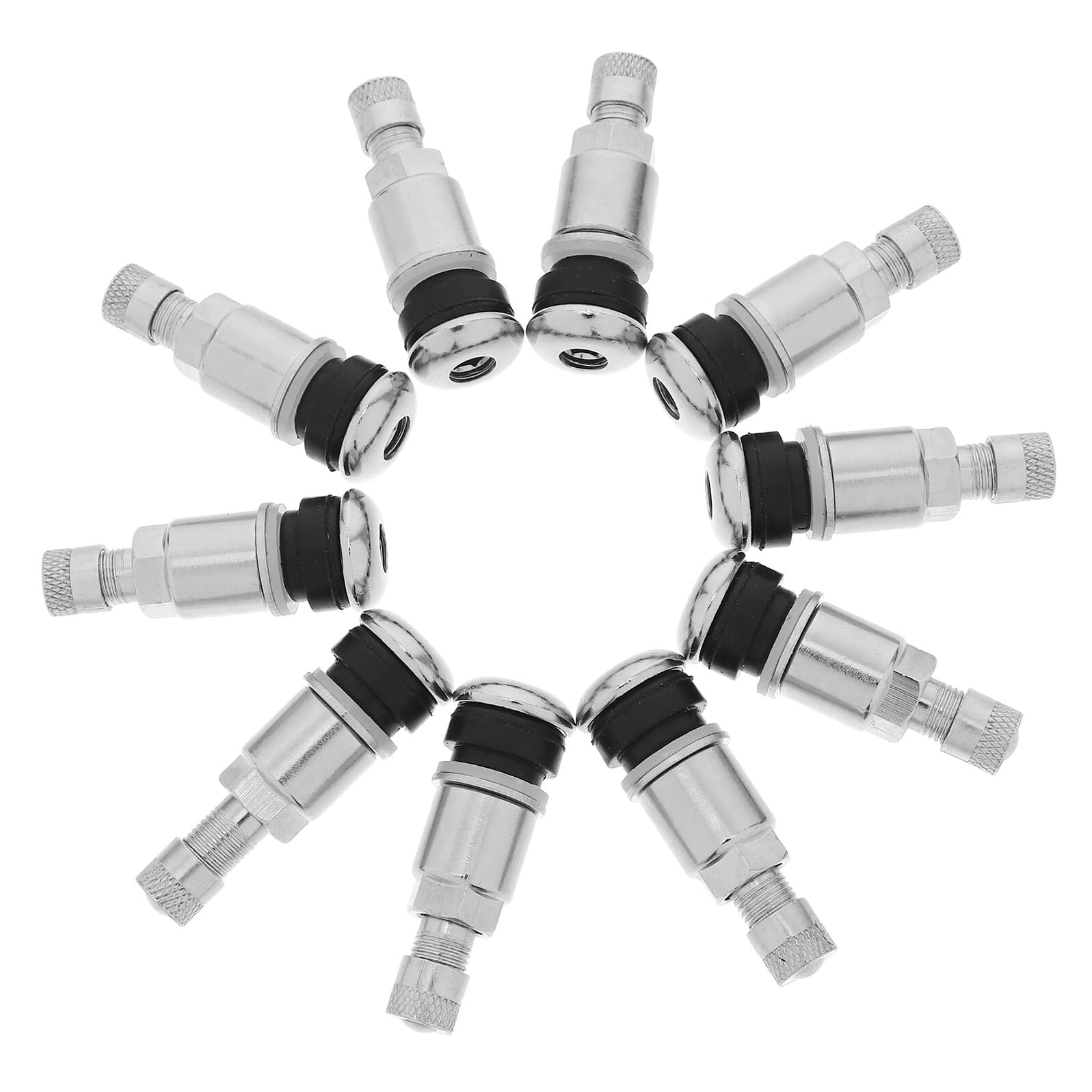 NUOBESTY Valvole per Pneumatici Auto Cappuccio a Righe in Acciaio 45 10 Pezzi Resistente e Efficiente Colore Argento per Pneumatici Tubeless