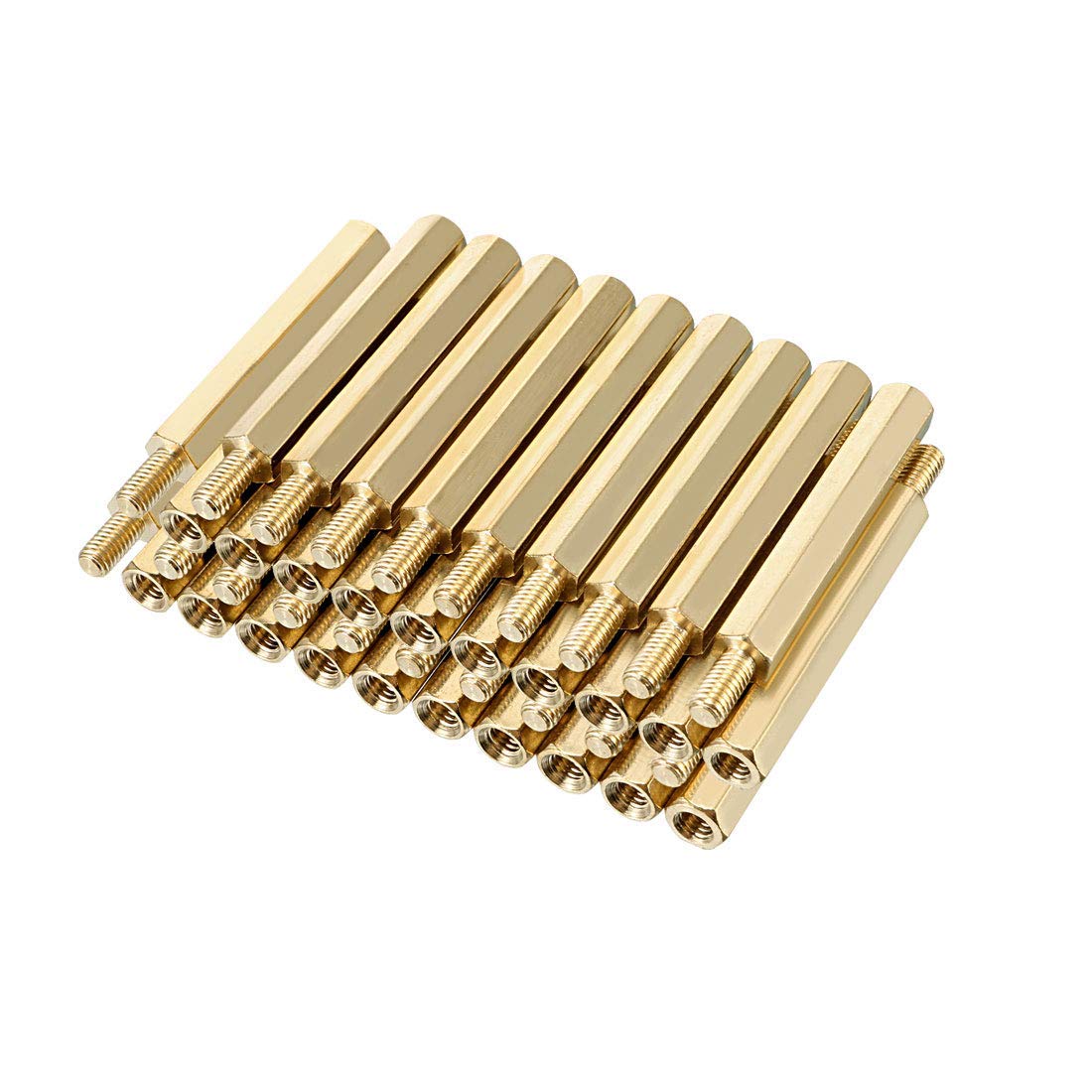 DealMux 40pcs M3 30+6mm Female Male Thread Brass Hex Standoff Spacer Screws PCB Pillar-image-21