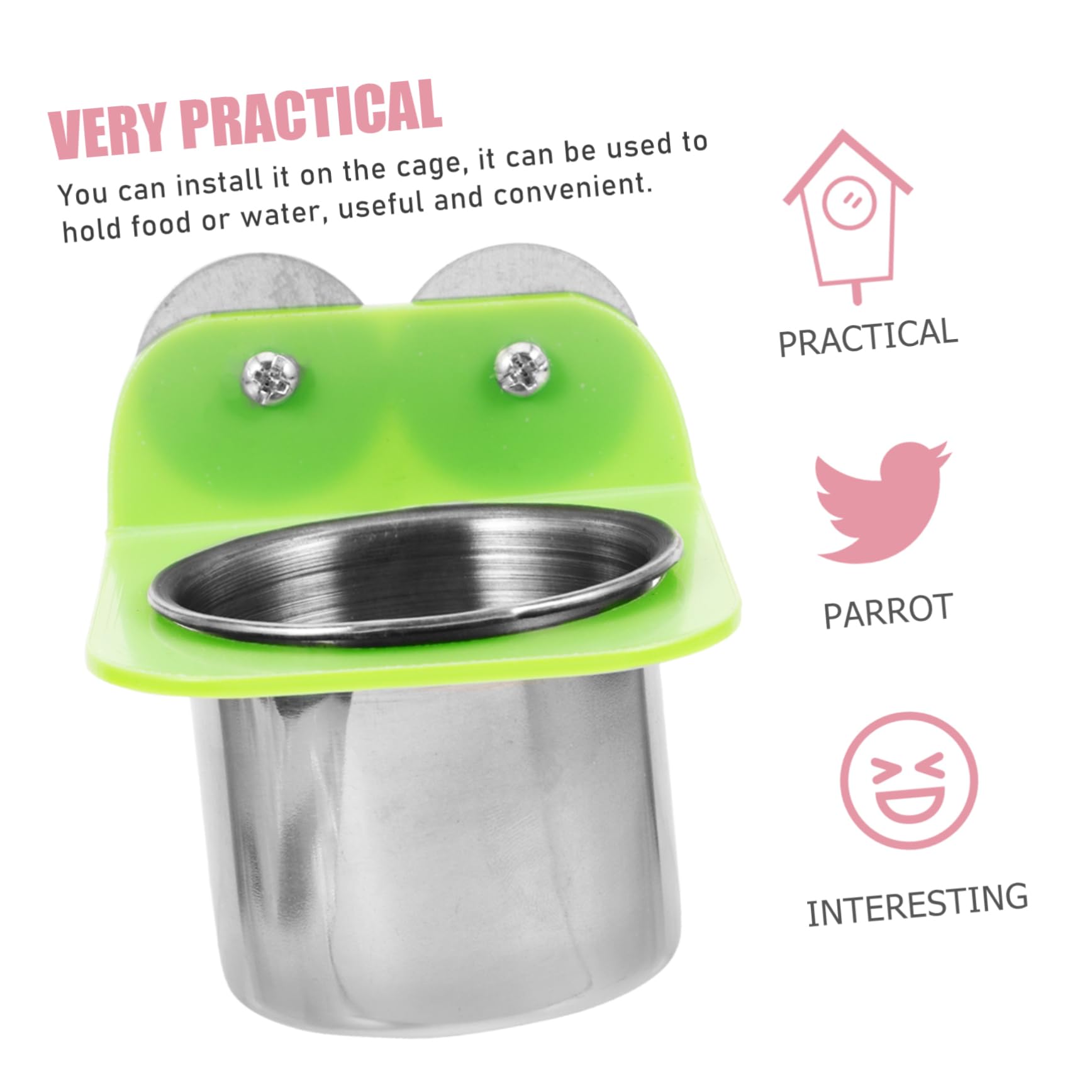 YARNOW Bird Feeder Detachable Metal Bird Feeding Cup Easy to Bowl for Parrots Cockatiels and Pigeons Convenient Food Dispenser - image 2