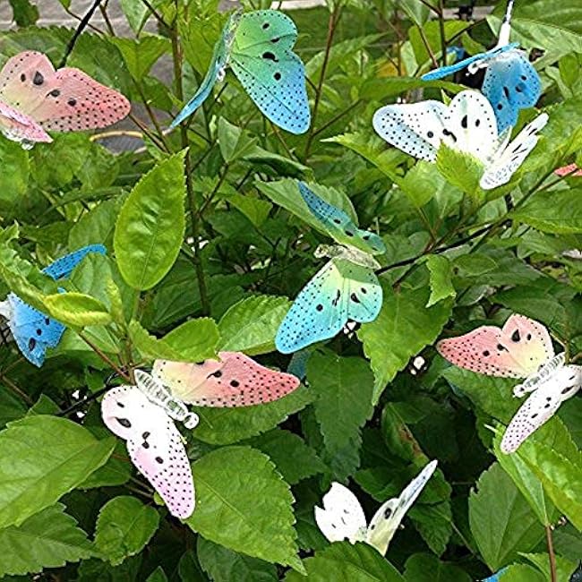 12 LED Butterfly Solar String Lights Outdoor Waterproof Fairy Lights for Garden Yard Fence Patio Christmas Tree Wedding Party Decor, Multicolor