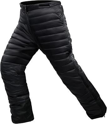 Mens Winter Ultra Warm Utility Down Pants Insulated Outdoor Windproof Compression Snow Pants High Waisted