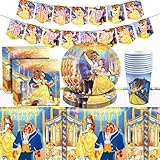 schönes geschirr set 💃【Die Party Geschirr Set】Mädchen PartyGeschirr EnthäLt 1 X Banner, 1 X tischdecke, 10 X pappteller, 10 X Pappbecher, 20 X Servietten.