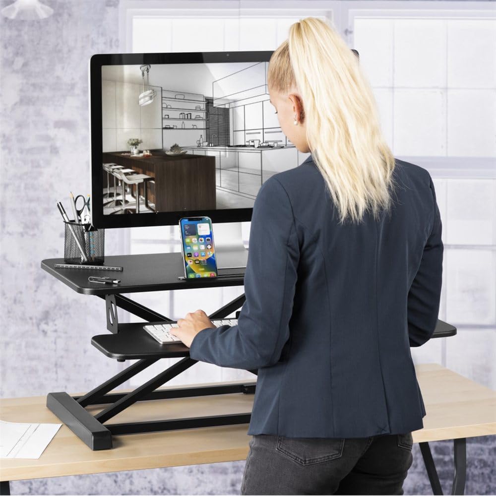 Hama Réhausseur de Bureau Ajustable en Hauteur, 80 x 40 cm, Noir