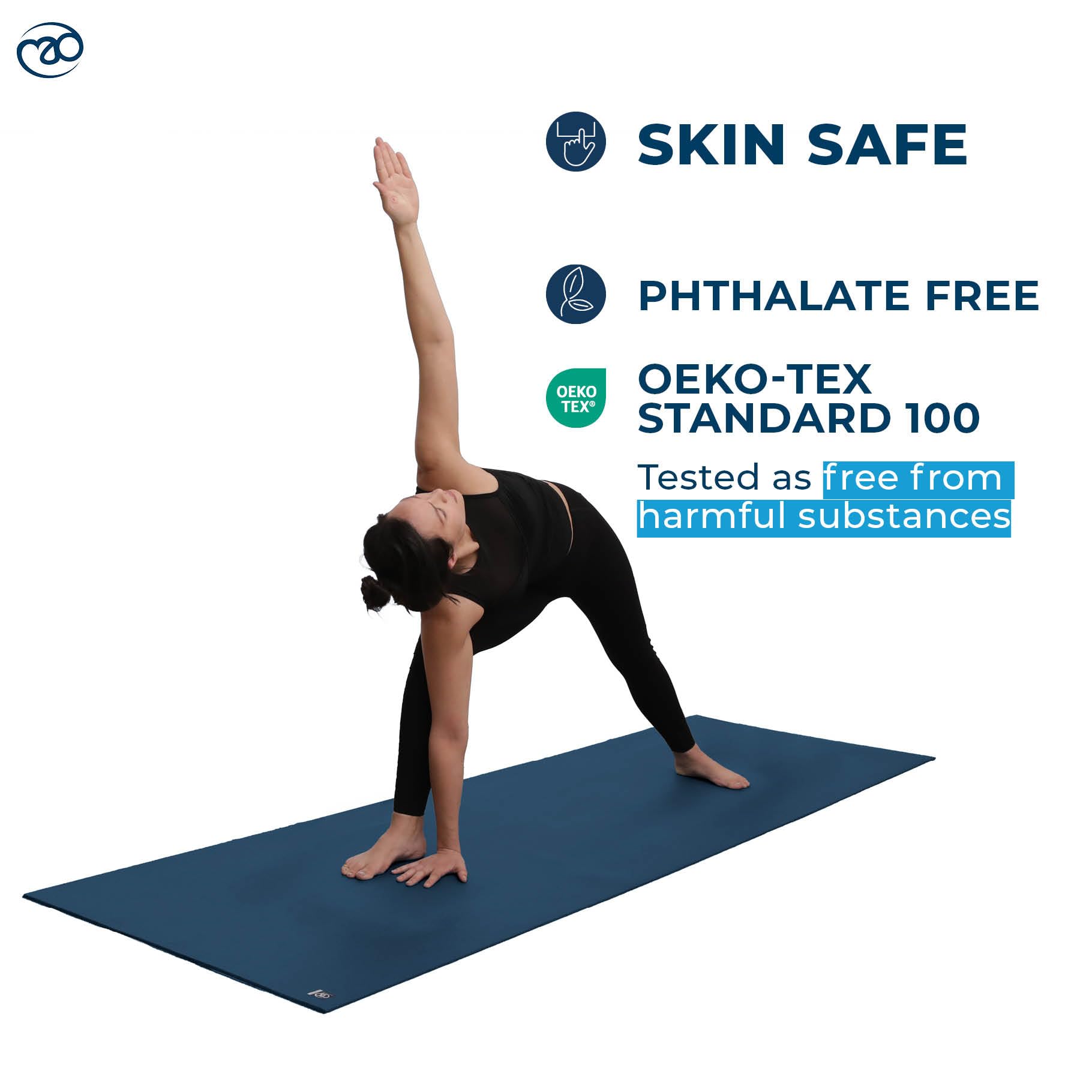 Yoga-Mad Tappetino da yoga da studio, extra lungo, lunghezza 220 cm, antiscivolo, ad alta densità, utilizzato per pilates, yoga, stretching, allenamenti a casa e fitness generale