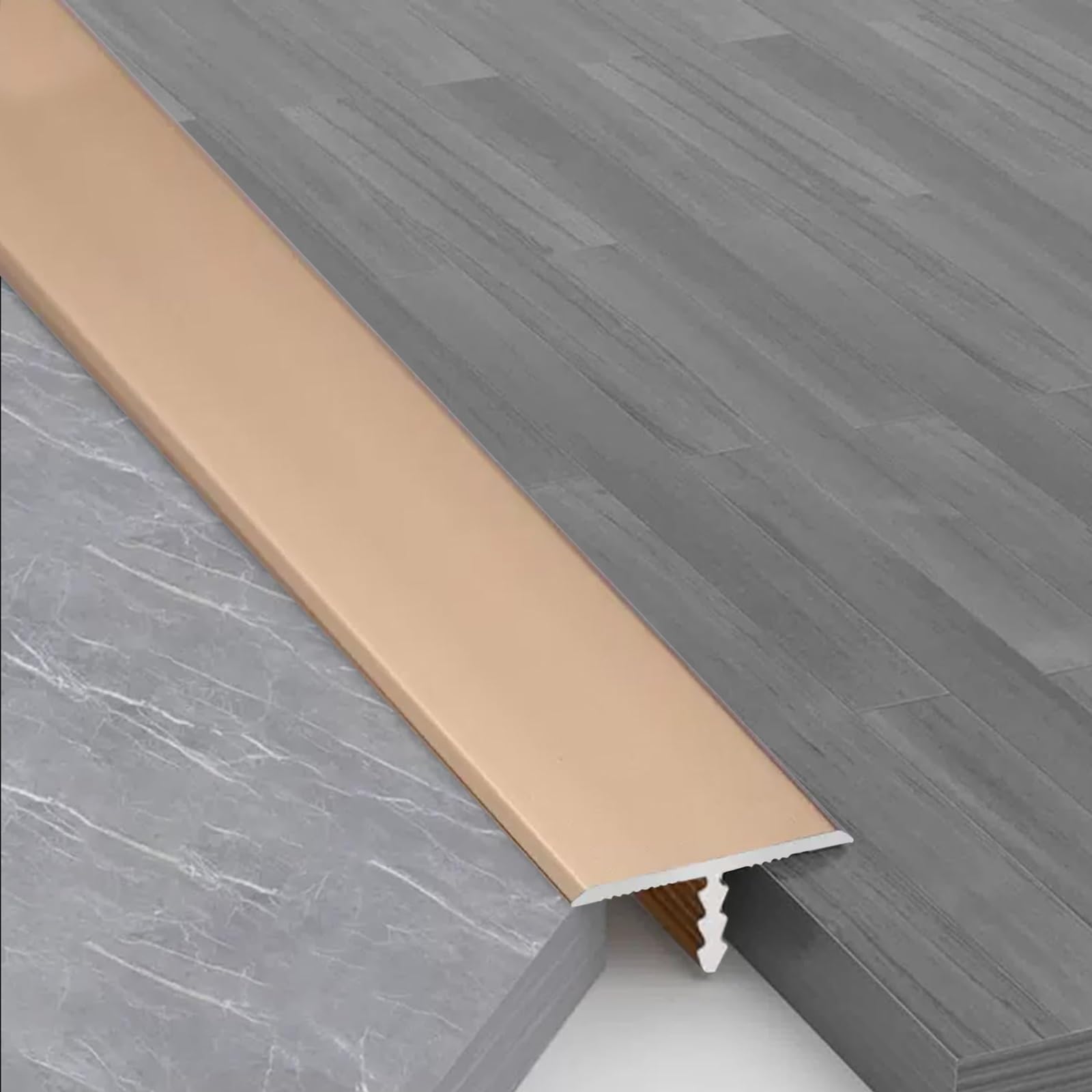 LIYI929GP Tapajuntas Suelo/Perfil De Transición, Umbral De Piso Tira De Metal Aluminio Moldura En T, Fácil De Limpiar, para Puertas De Entrada, Porche, Entradas Exteriores