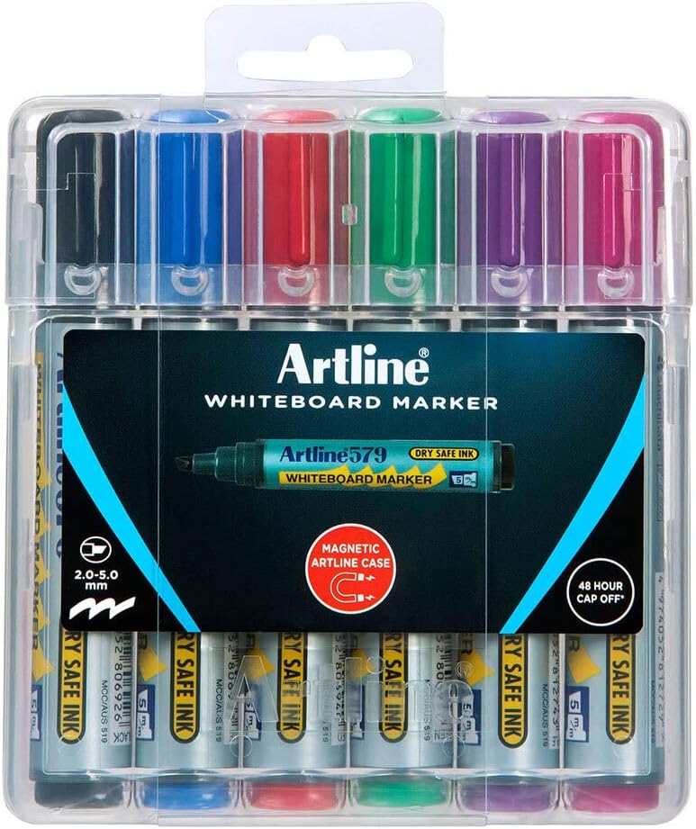 Artline 579 Whiteboard Markers Assorted 6 Pieces