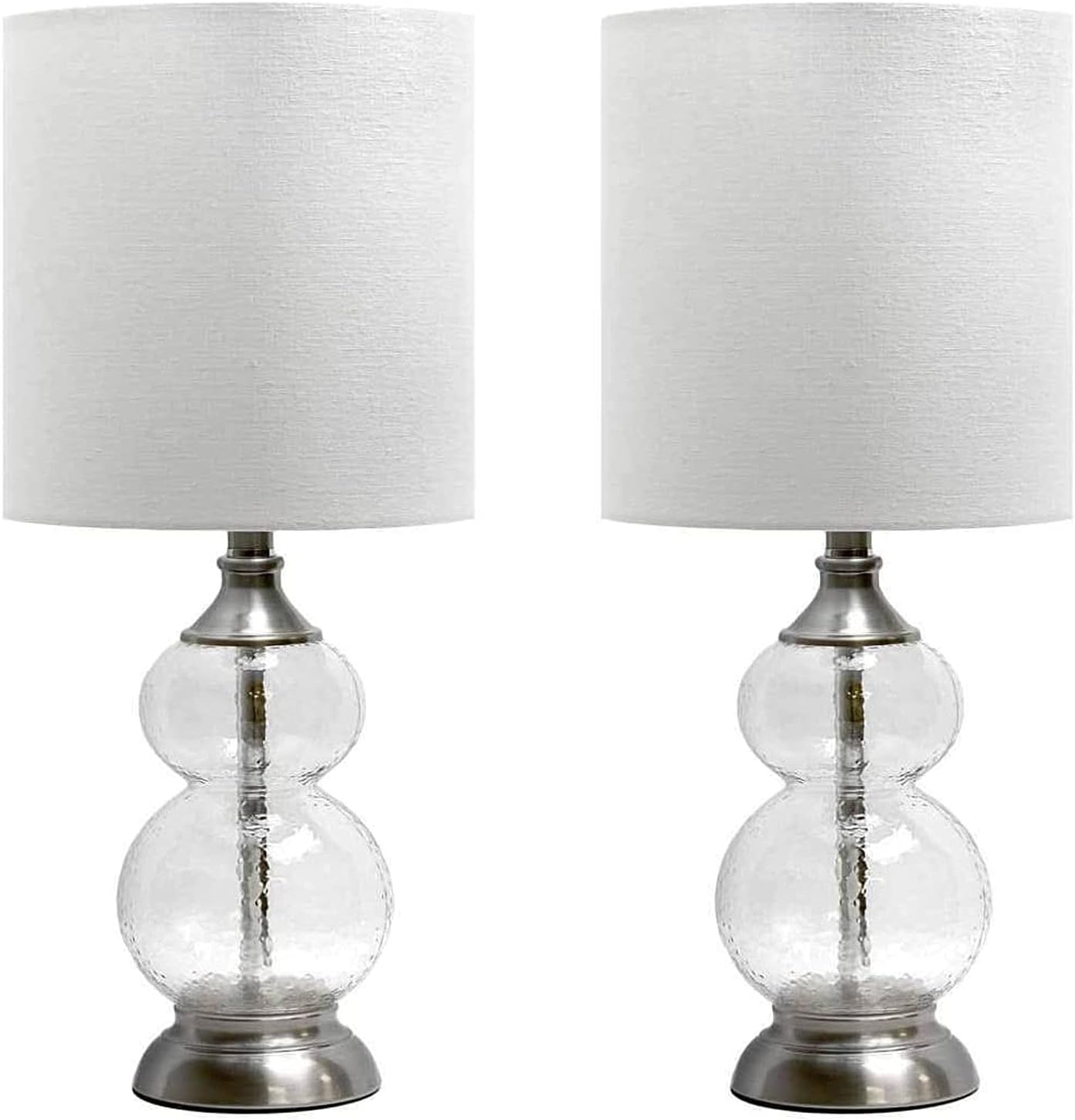 Grandview Gallery "20.75"" Brushed Nickel Clear Wrinkle Glass Table Lamp w/Shade (GA90114-(W)-(DP))