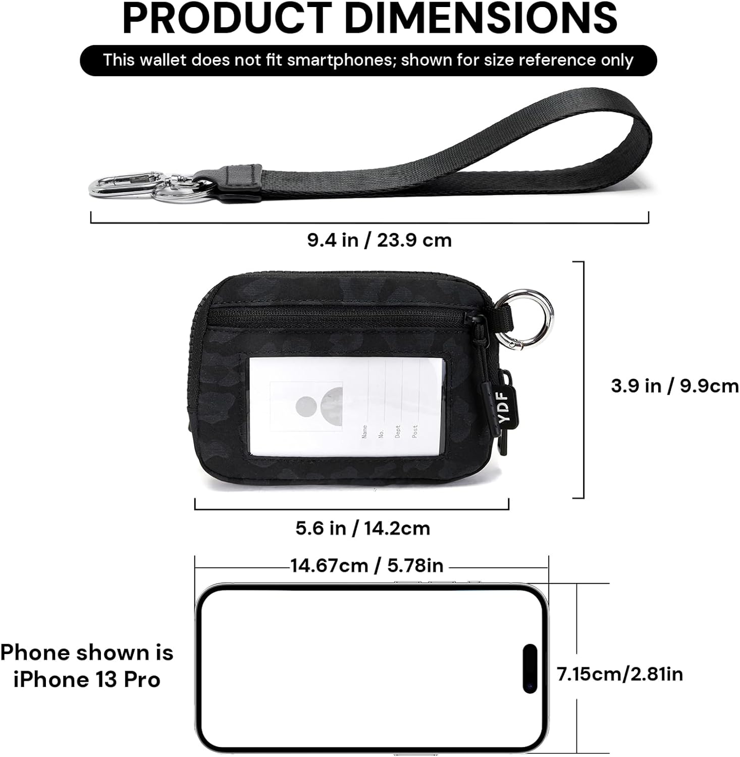 Keychain Wallet for Women Mini Zip Card Holder with ID Window Coin Purse Detachable Wristlet Small Wallets Black Leopard - Image 4