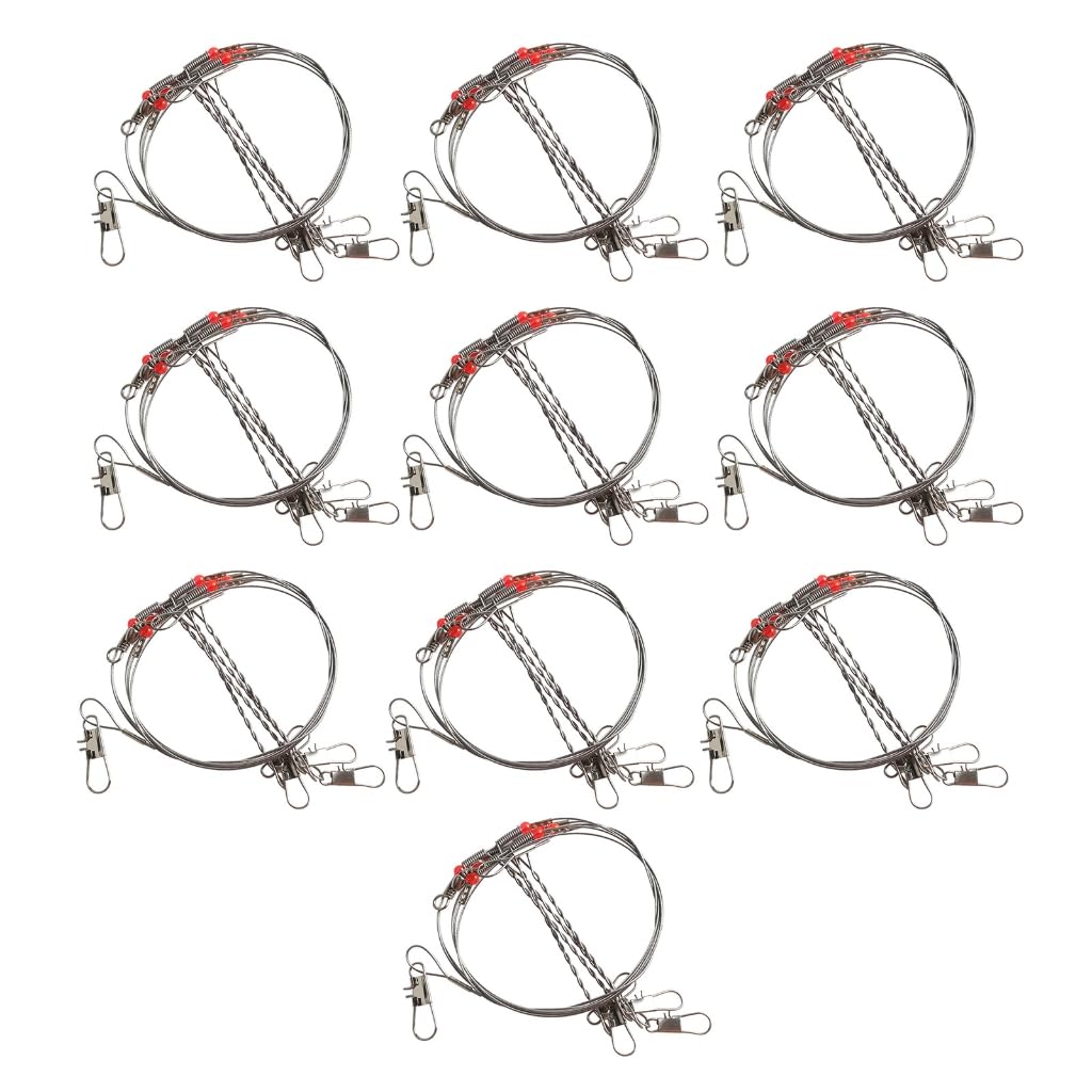 NLAIOUSL 10Pcs Fishing Wire Leader Stainless Steel Sea Fishing Line Bottom Tackle Fishing Tool