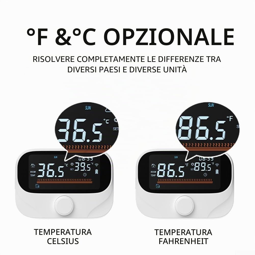 Termostato per caldaia RF, termostato intelligente da parete, con ricevitore, WiFi + RF termostato per ambiente controllato tramite app wireless (WiTH3)