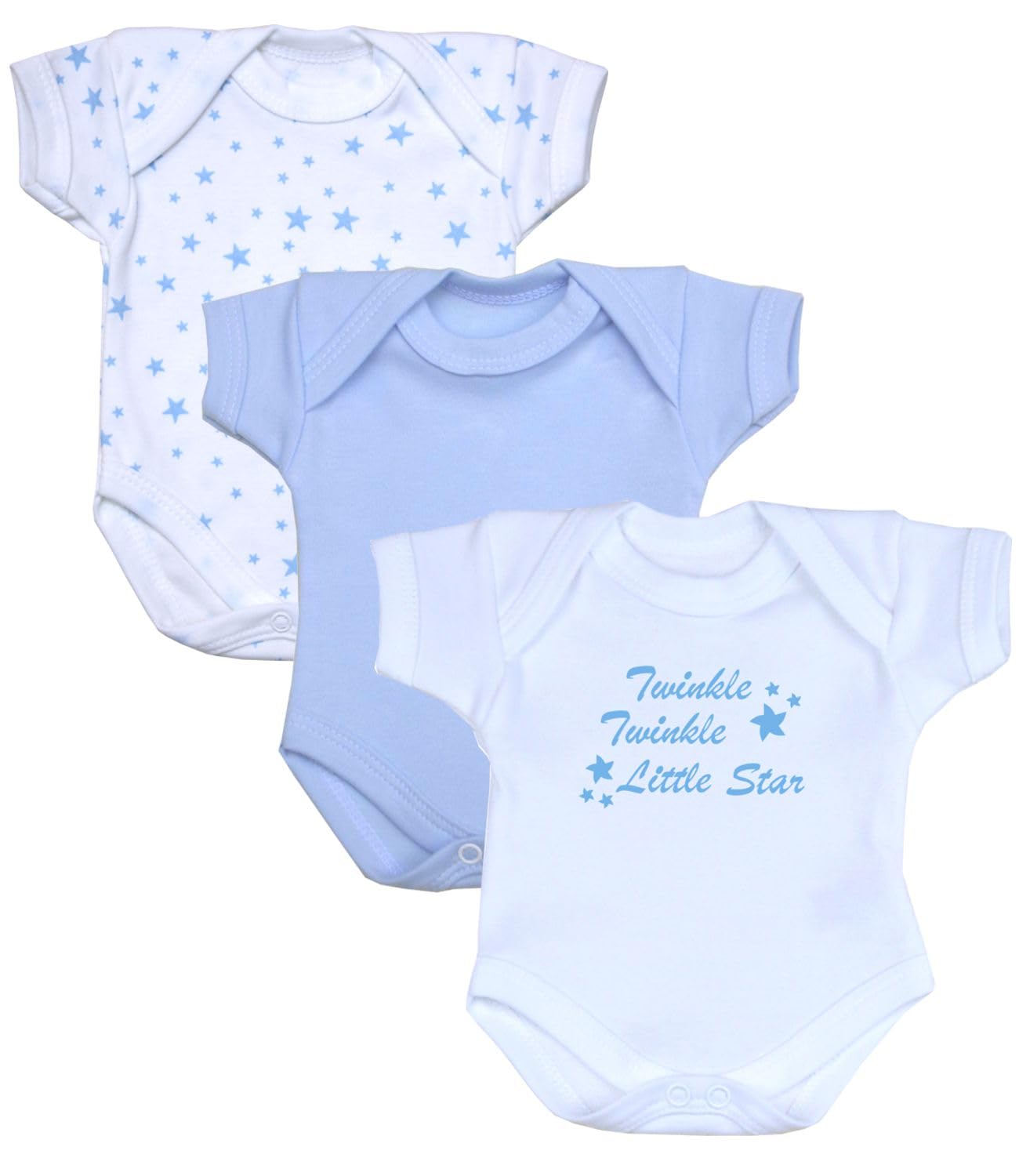 BabyPrem Premature Baby Pack of 3 Blue Star Bodysuits (5.5-7.5lbs)