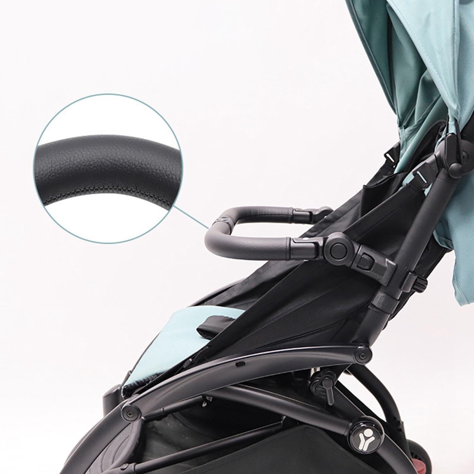 Handlebar Universal Accesorio de Barra de Repuesto para Cochecito Brazo Ajustable en Altura Fácil de Instalar y Limpiar Hecho de PP y Cuero