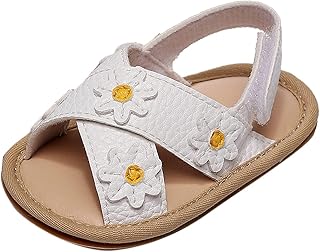 Sandálias de verão para crianças e meninas com bico aberto, para primeiros passos, sandálias rasteiras florais para meninas
