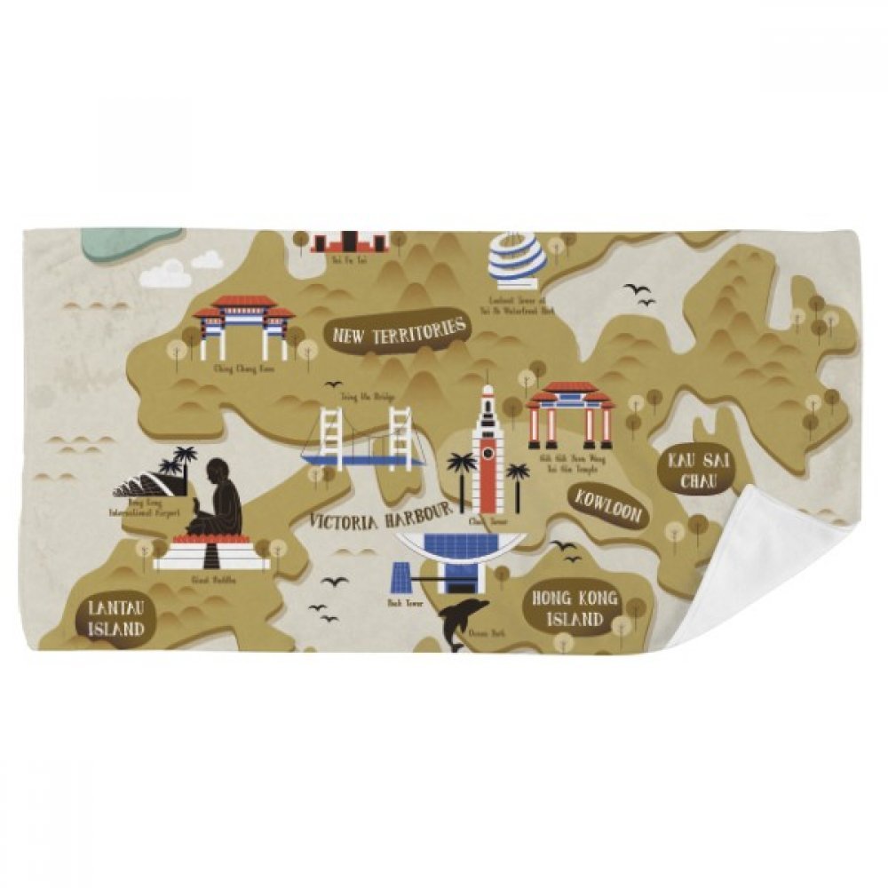 Débarbouillettes douces Hong Kong serviette de bain 35x70cm multicolore