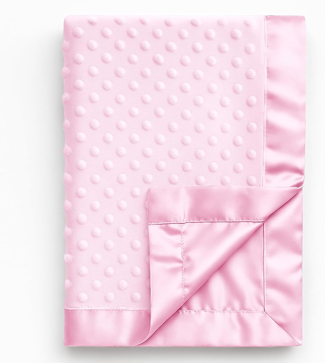 Pro Goleem Baby Soft Minky Dot Blanket with Silky Satin Backing Baby Gifts for Girls（Pink, 30’’ x 40’’）