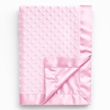 Pro Goleem Baby Soft Minky Dot Blanket with Silky Satin Backing Baby Gifts for GirlsPink, 30 x 40