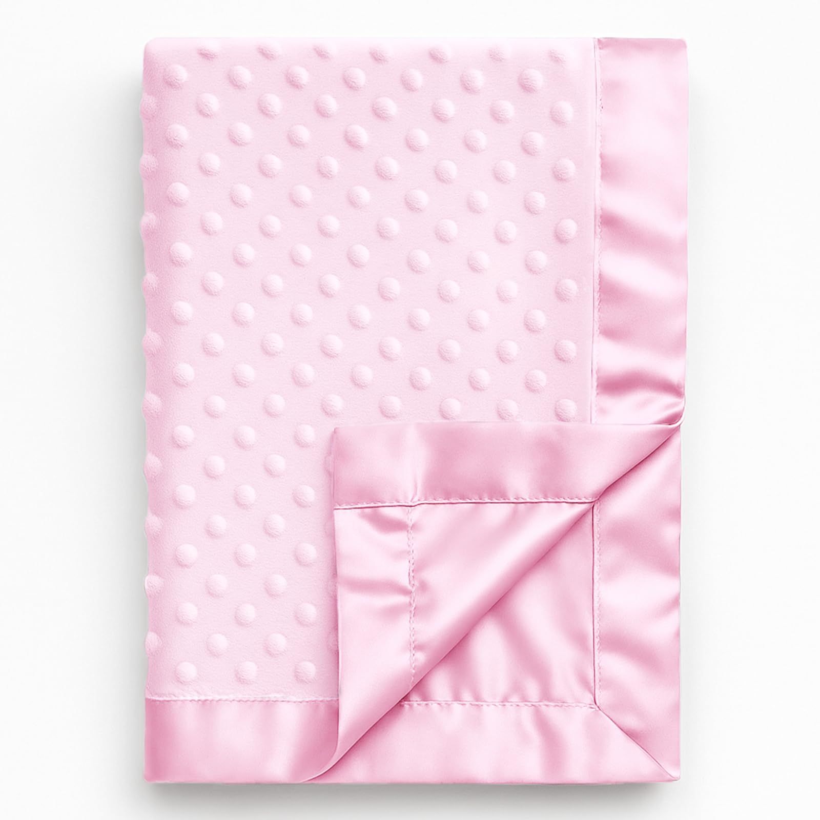Pro Goleem Baby Soft Minky Dot Blanket with Silky Satin Backing Baby Gifts for Girls(Pink, 30’’ x 40’’)