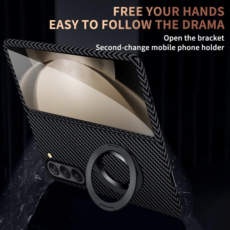 Coque compatible avec Samsung Galaxy Z Fold 7 avec béquille noire en carbone - 6