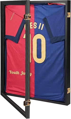 Miniatura 24 de Estuche de exhibición con marco de jersey, caja de sombra grande con cerradura, marco de jersey deportivo con 98% de protección UV acrílico y 2