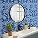 ReWallpaper Blue Peel and Stick Wallpaper Waterproof Bathroom Wall Paper Navy Blue and White Deep Sea Whale Fish Ocean Wallpaper Stick & Peel Vinyl Contact Paper for Cabinets Drawer Liner 17.5inx10ft