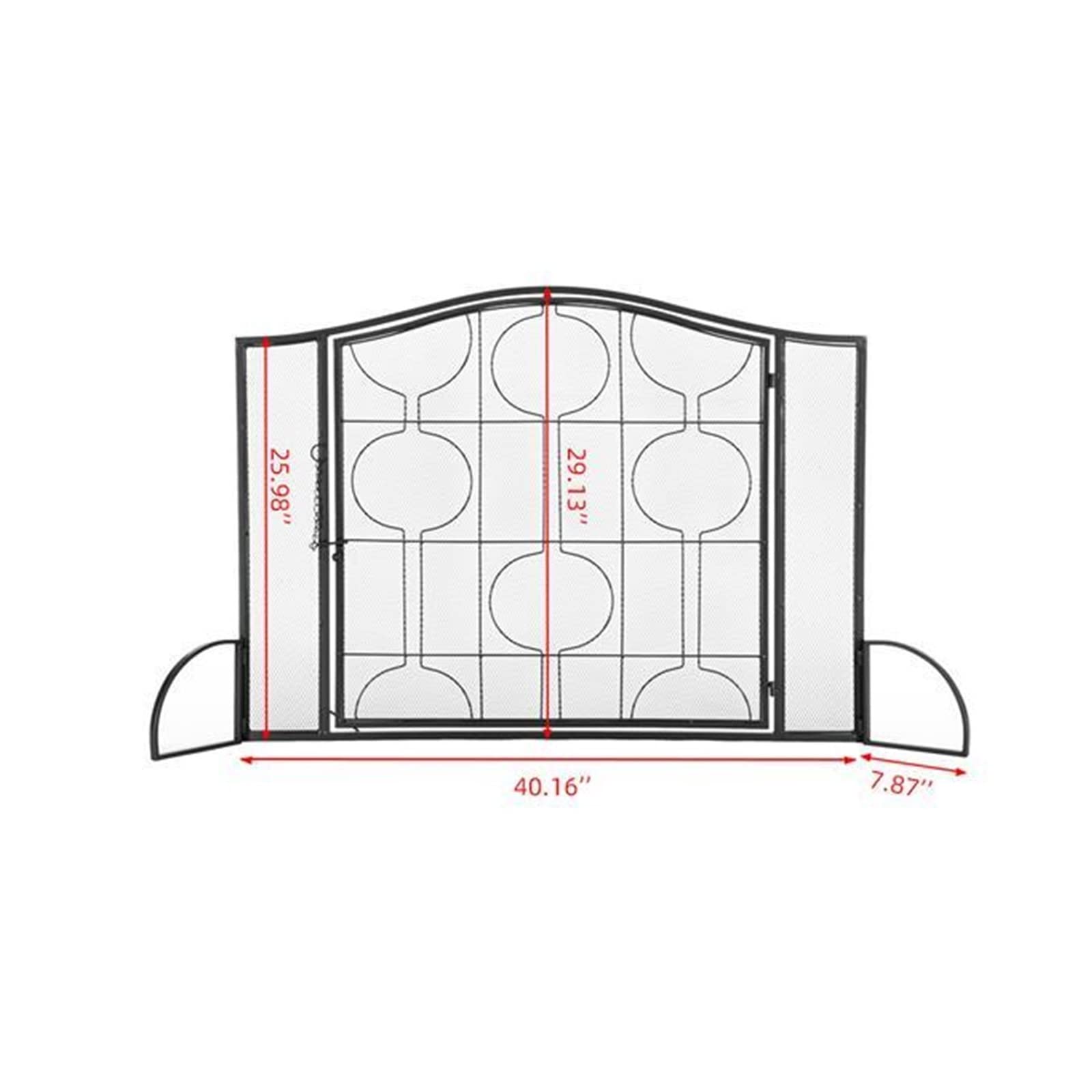 Schermi per Caminetti di Guardia Schermo for Camino Porta Singola Rete Nera con Motivo Geometrico Grill Soggiorno Accessori per Caminetti in Rete Decorativa