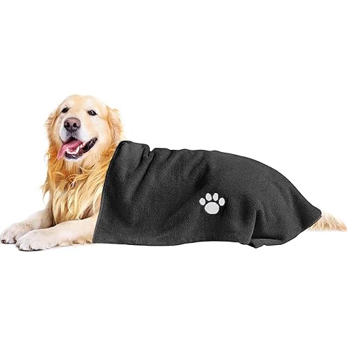 Microfiber Dog Towels for Drying Dogs, Super Absorbent and Soft Pet Towel, 40 Inch X 23.6 Inch, Perfect Dog Shower & Bath Supplies for Large, Medium or Small Dogs, Black