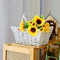 Vista 4 de Cesta de regalo de mimbre de color blanco con asas plegables dobles, Kingwillow (blanco)