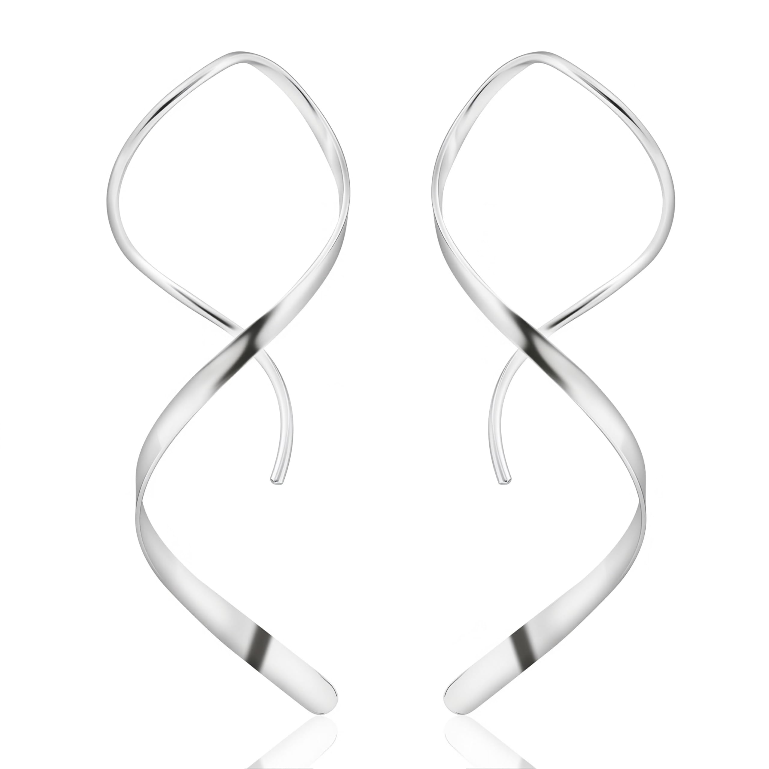 Sterling Silver Wave Stud Earrings for Women, Minimalist Ocean Wave Design 925 Silver Earrings Hypoallergenic, Sleek Polished Finish Handmade Jewellery, Elegant Gift for Her Mum Birthday Anniversary
