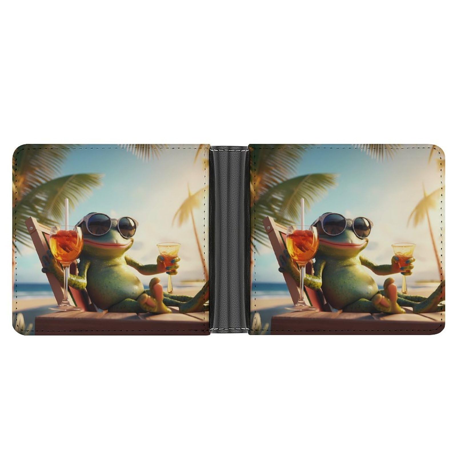 Green Frongs Bifold Wallet PU Leather Coin Purse Lightweight Credit Card Holder Wallet Money Clip