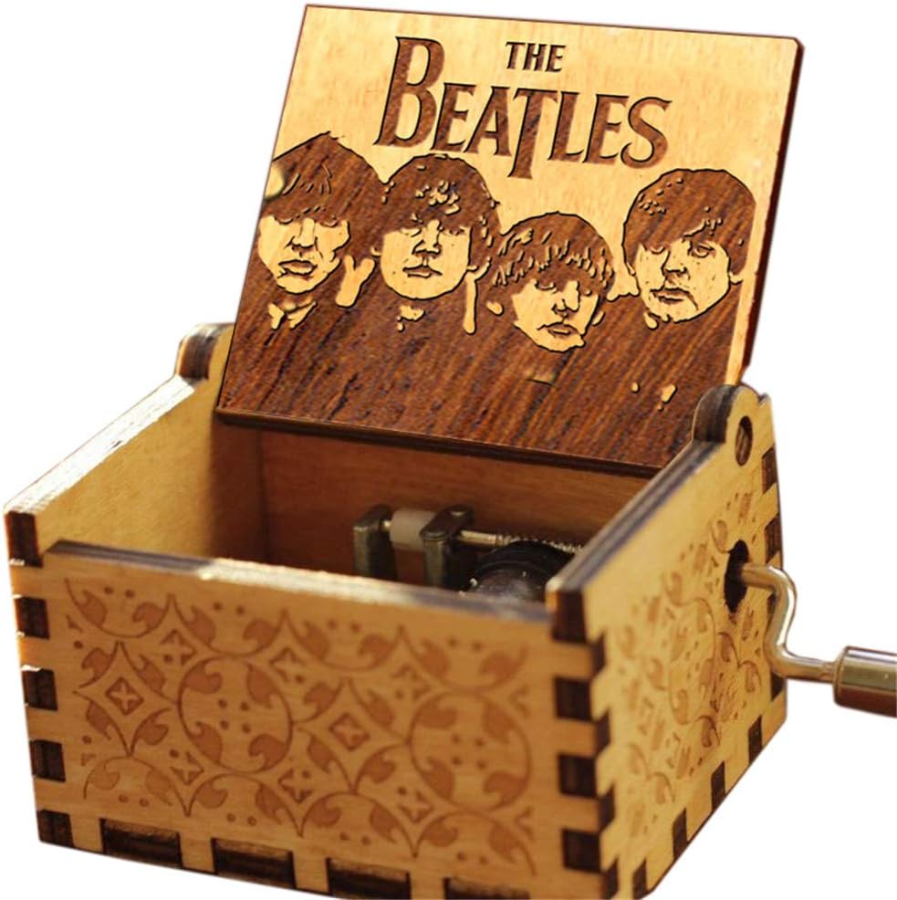 Cuzit Antique Carved Music Box Hand Crank Music Box The Beatles Let It Be Wooden Music Box Toy