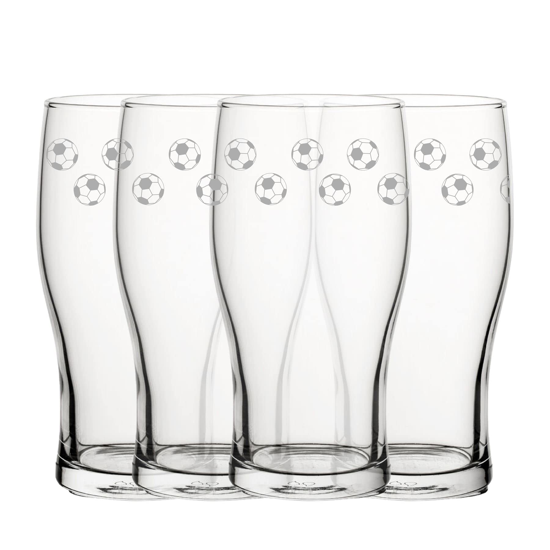 Lot de 4 verres à bière gravés de football - 590 ml - Cadeau de fête des pères - Gravés au laser au Royaume-Uni - Cadeau pour lui, papa, frère, oncle, anniversaire
