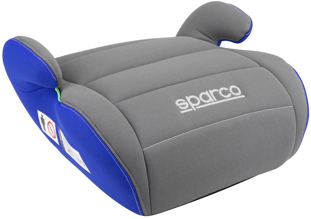 SPARCO Rehausseur de siège Auto pour Enfants Gris et Bleu Groupe 3 pour garçons et Filles. Homologué ECE R44/04 22-36 kg. avec Housse Lavable de 3 cm. Fabriqué en ABS Haute résistance