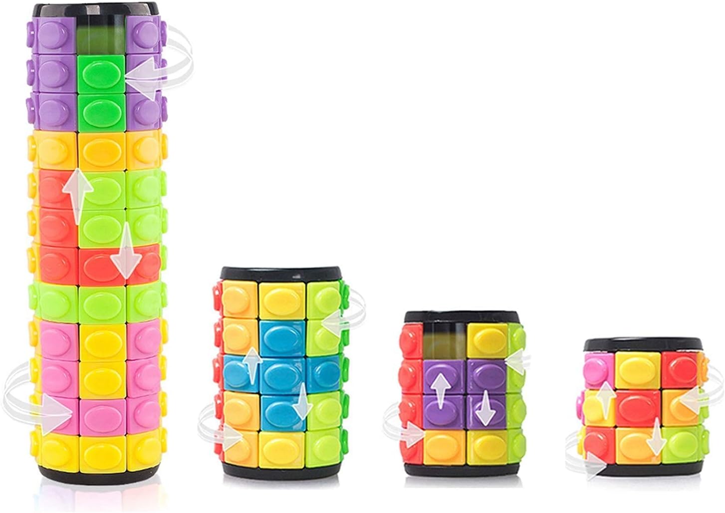 R.Y.TOYS Fidget Toy,Magic Cube Puzzle,Brain Teasers for Adults,Cylinder Rotate&Slide Logic Restless Hand Game,Trick Puzzle,Gift for Kids Child(8Colors:3Layers+4Layers+5Layers+12Layers)