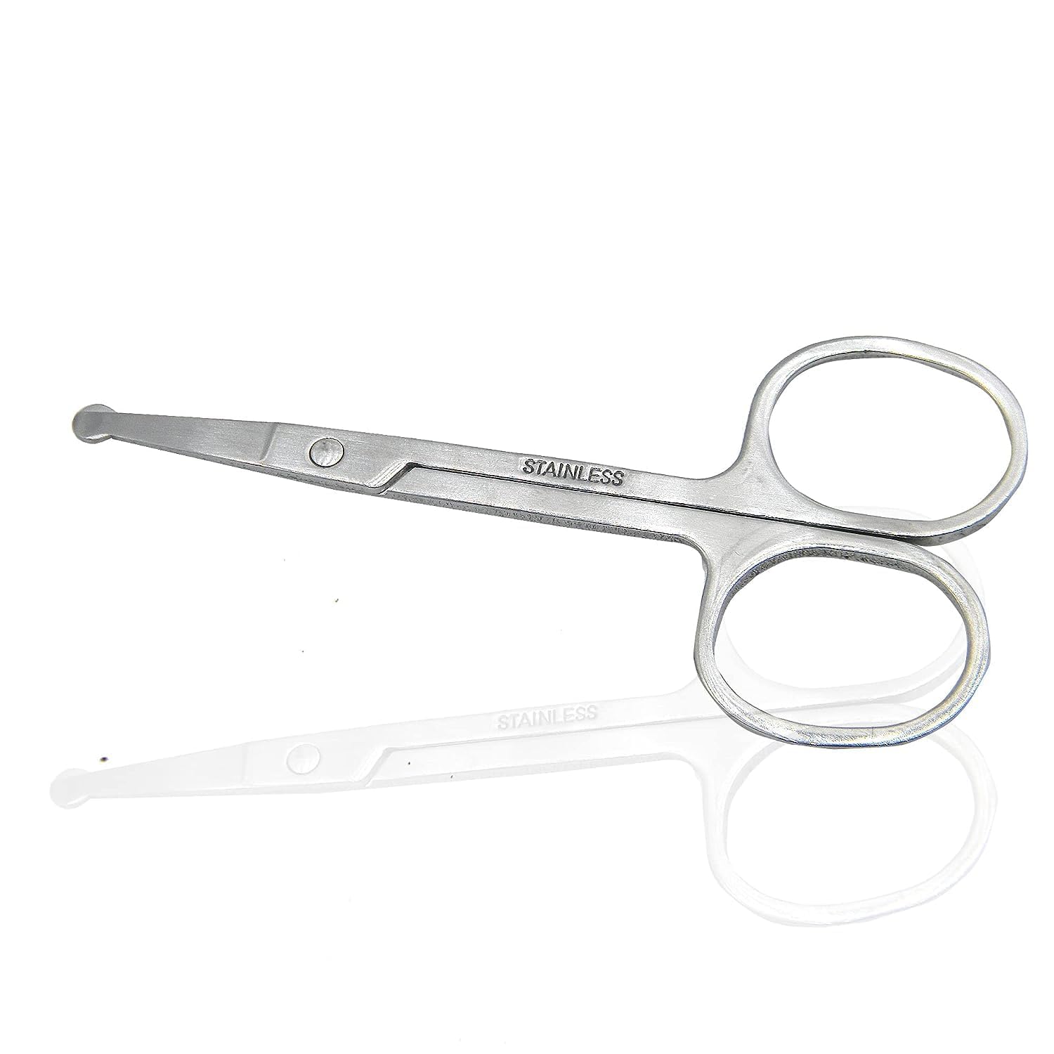 SWASCO Nose Hair and Eyebrows Hair Cutting Curved Grooming Scissor | Precision Curved Blade Scissor for Beard, Mustache & Facial Hair| Blunt Round Tip Safely Non-Rusting Nasal Scissors | Silver 1