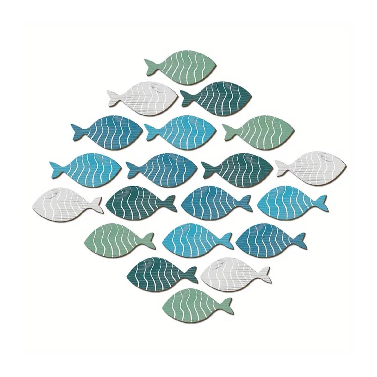 hogtnd Pack of 20 Mediterranean Wooden Fish Sculpture Decorations, Coastal and Beach Wall Hangings, Ornaments, Decorations for Lake House, Bedroom, Fish Wall Hangings, Ornaments