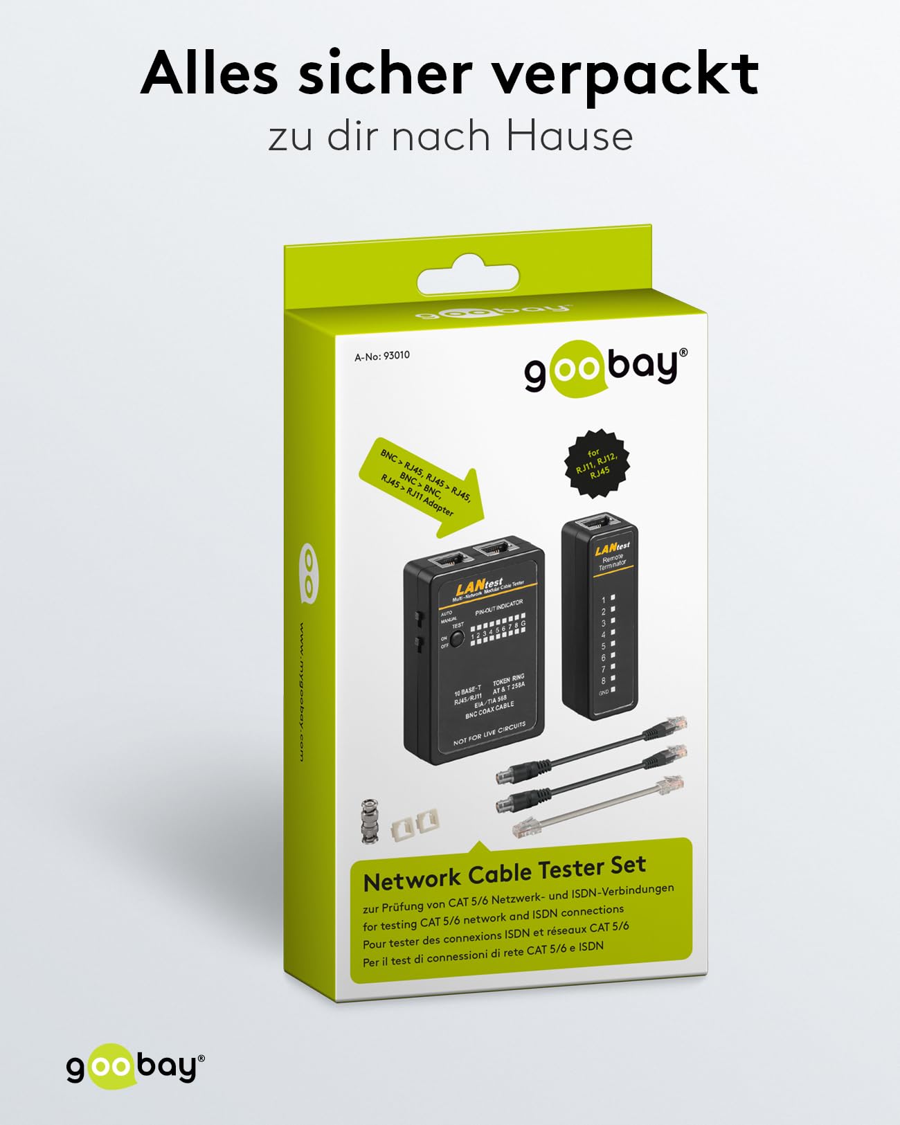 Goobay 93010 Kit Tester Cavi di Rete, Nero