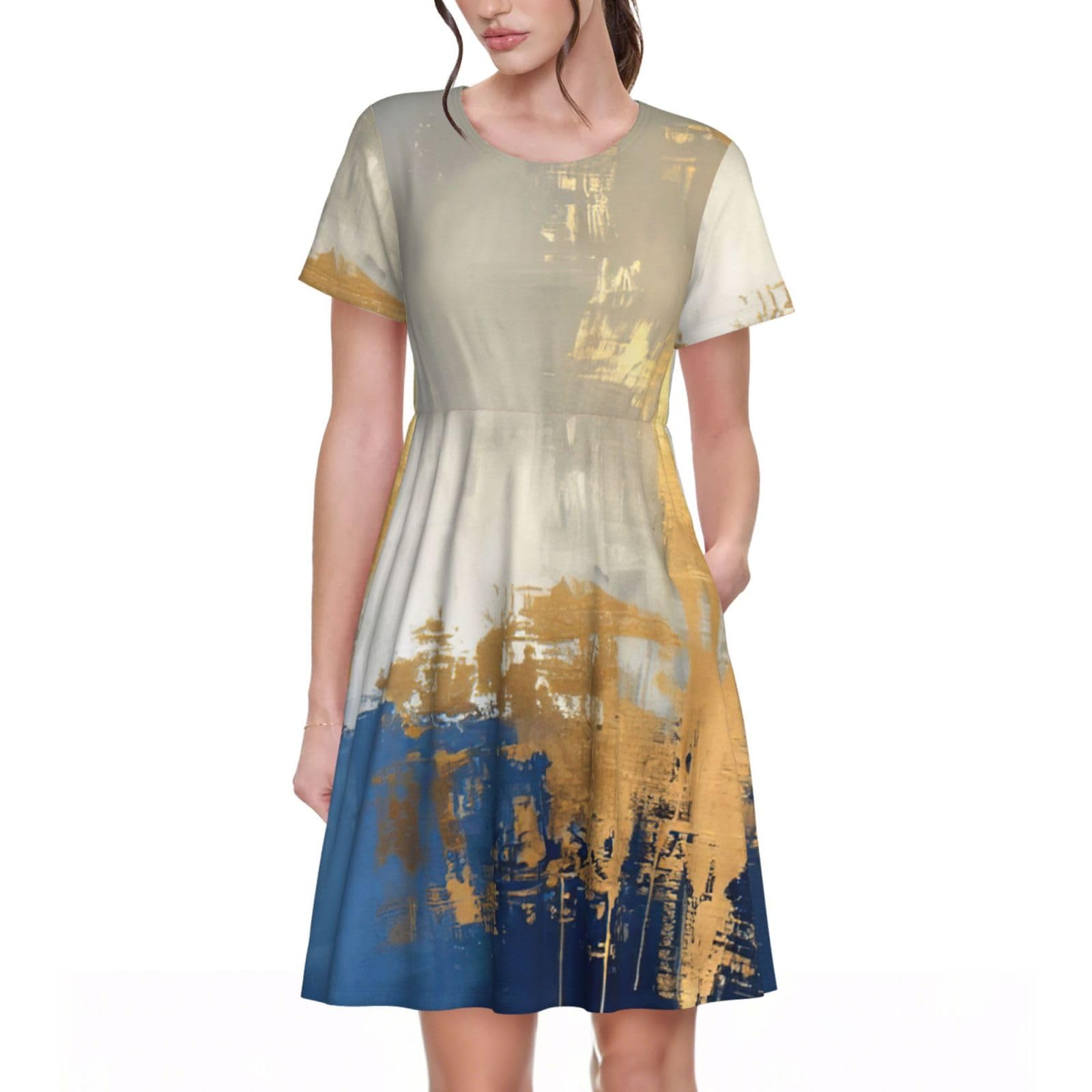 Robe d'été chic décontractée à manches courtes imprimée - 8